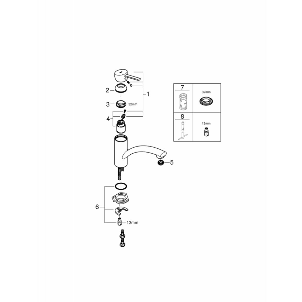 Змішувач Swift, хром Grohe (30358000) Змішувач Swift, хром Grohe (30358000)