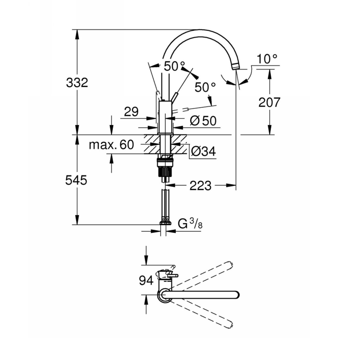 Змішувач BauClassic, хром Grohe (30577000) Змішувач BauClassic, хром Grohe (30577000)