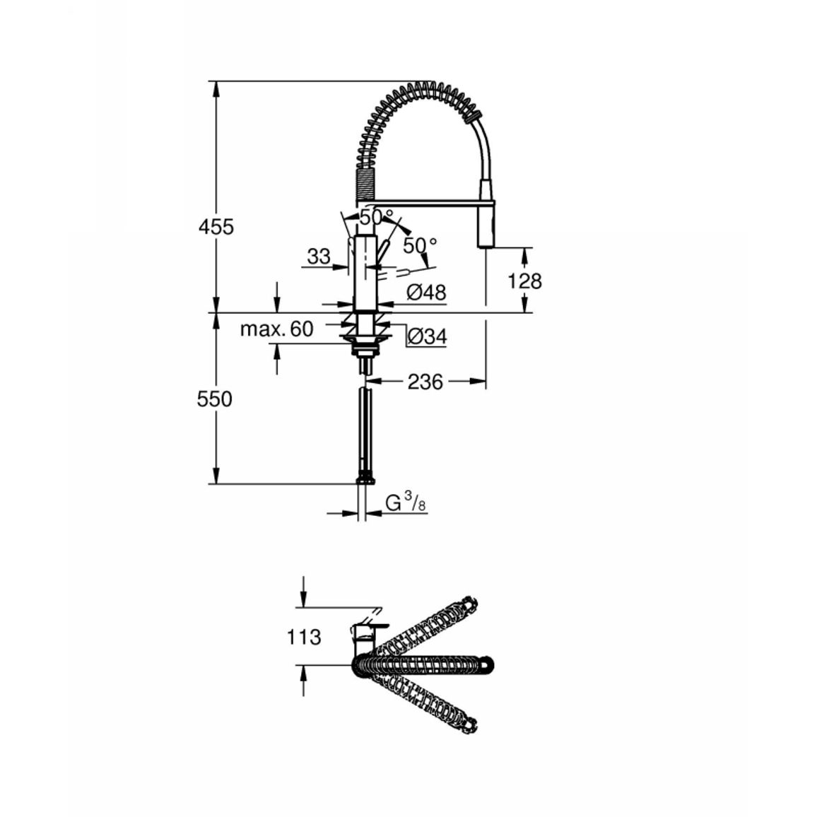 Смеситель Via Cosmo, супер сталь Grohe (30614DC0) Смеситель Via Cosmo, супер сталь Grohe (30614DC0)