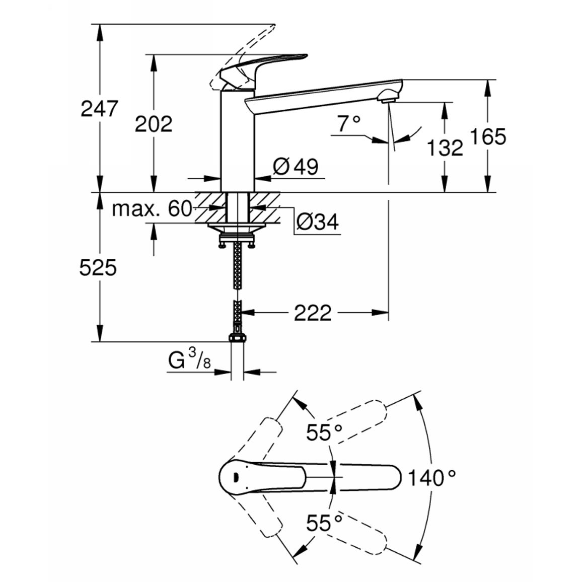 Смеситель Via, хром Grohe (30464000)