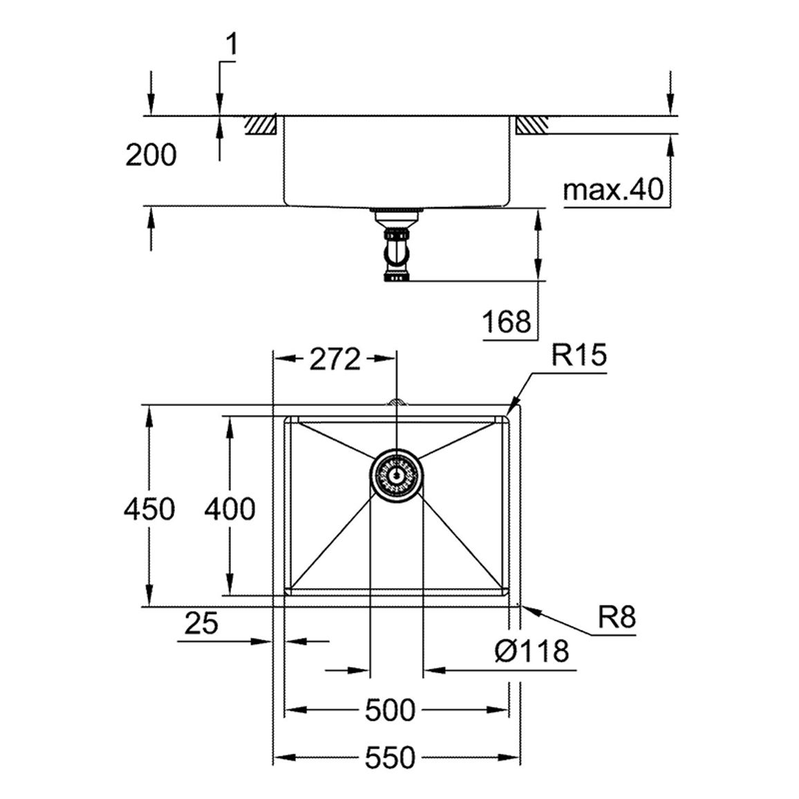 Мойка нерж.сталь K700U матовый графит Grohe (31574AL1) Мойка нерж.сталь K700U матовый графит Grohe (31574AL1)