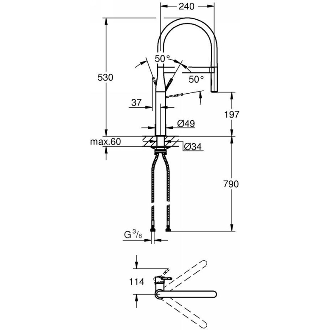 Змішувач Essence, хром Grohe (30294000) Змішувач Essence, хром Grohe (30294000)
