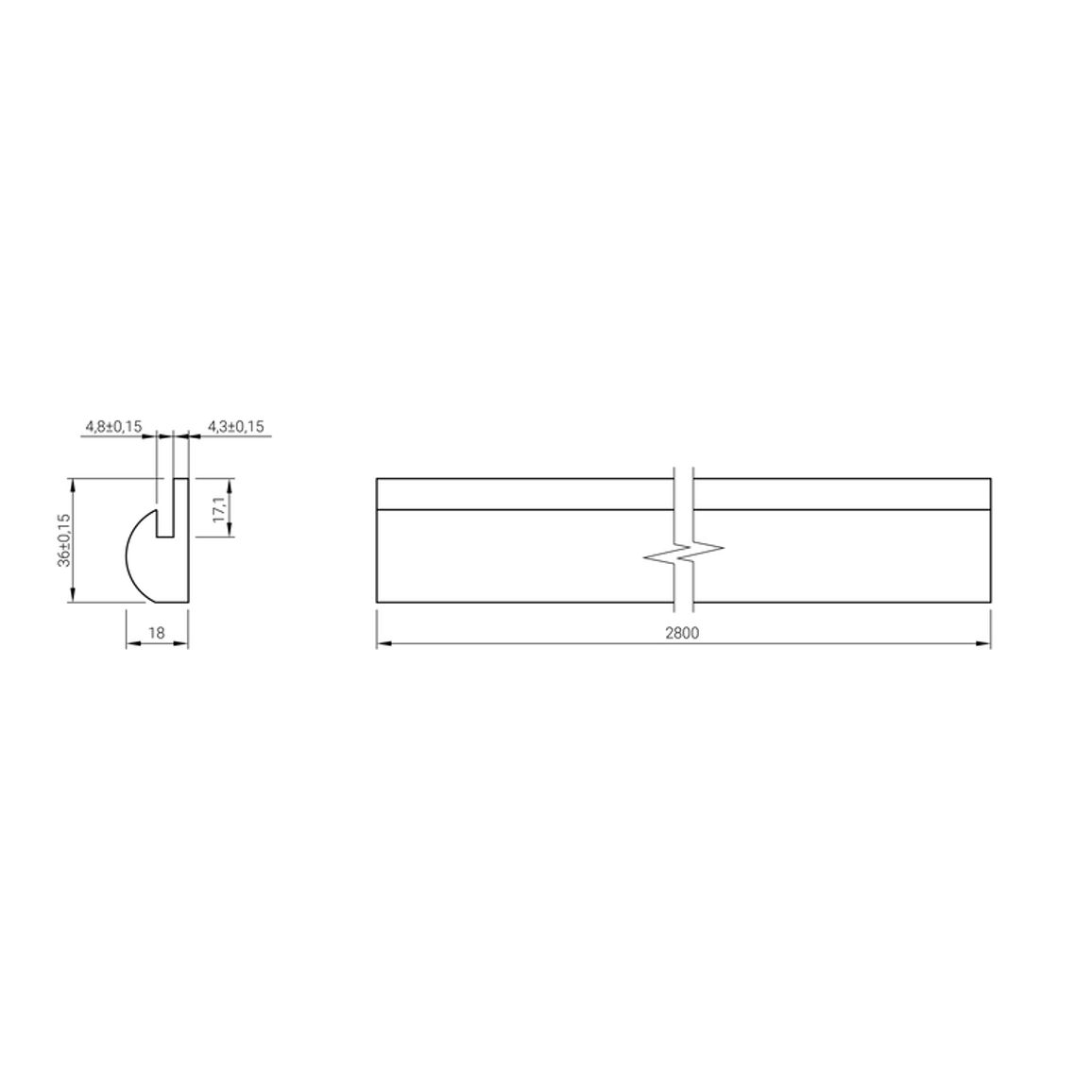 Панель заглушка AGT LB-6500-А 248 Тик  2800х37х18мм