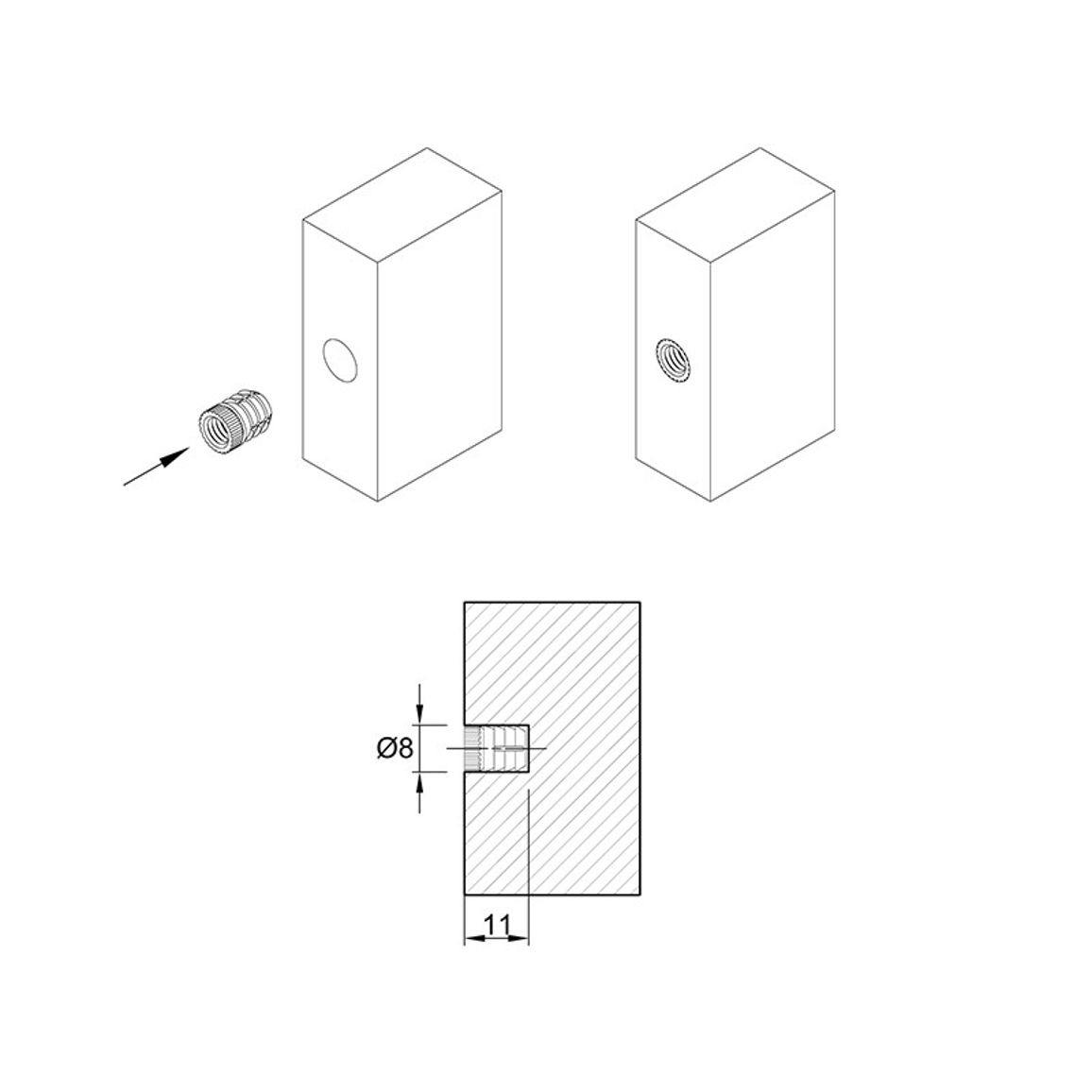 Муфта М6 L=11 D=8, забивная, пластик, неразжимаемая, №49 (1004925) Hettich Муфта М6 L=11 D=8, забивная, пластик, неразжимаемая, №49 (1004925) Hettich