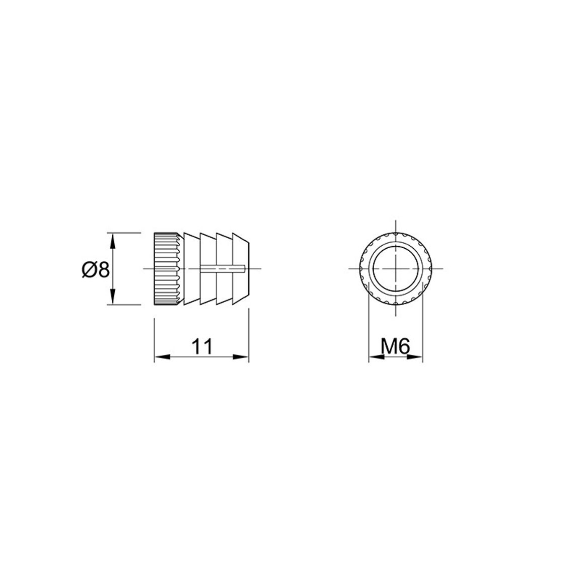 Муфта М6 L=11 D=8, забивная, пластик, неразжимаемая, №49 (1004925) Hettich Муфта М6 L=11 D=8, забивная, пластик, неразжимаемая, №49 (1004925) Hettich