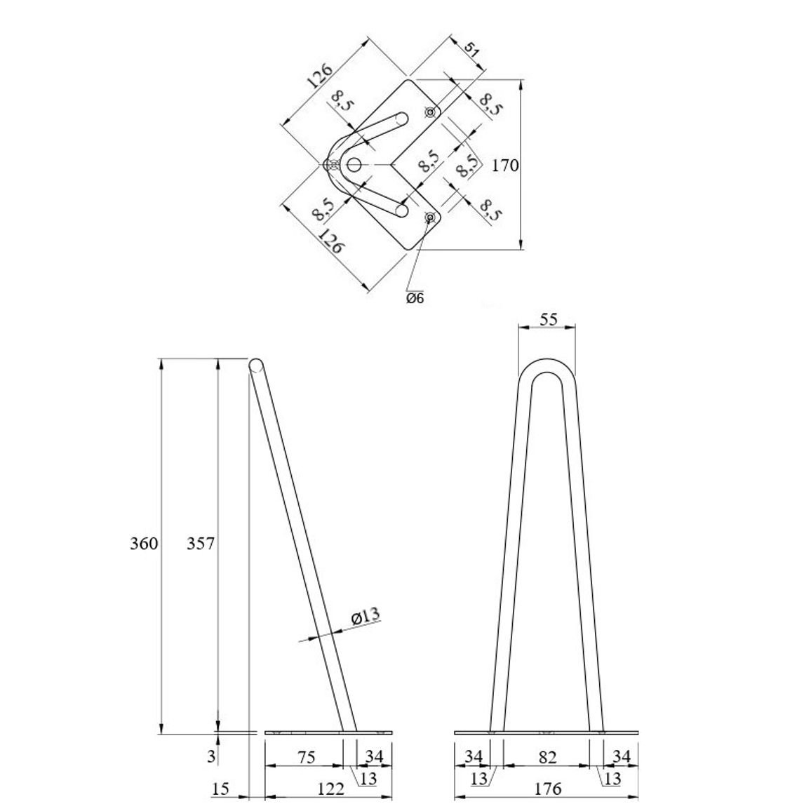 Ножка мебельная HAIRPIN Leg 2ROD h36см RAL 6021 Ножка мебельная HAIRPIN Leg 2ROD h36см RAL 6021