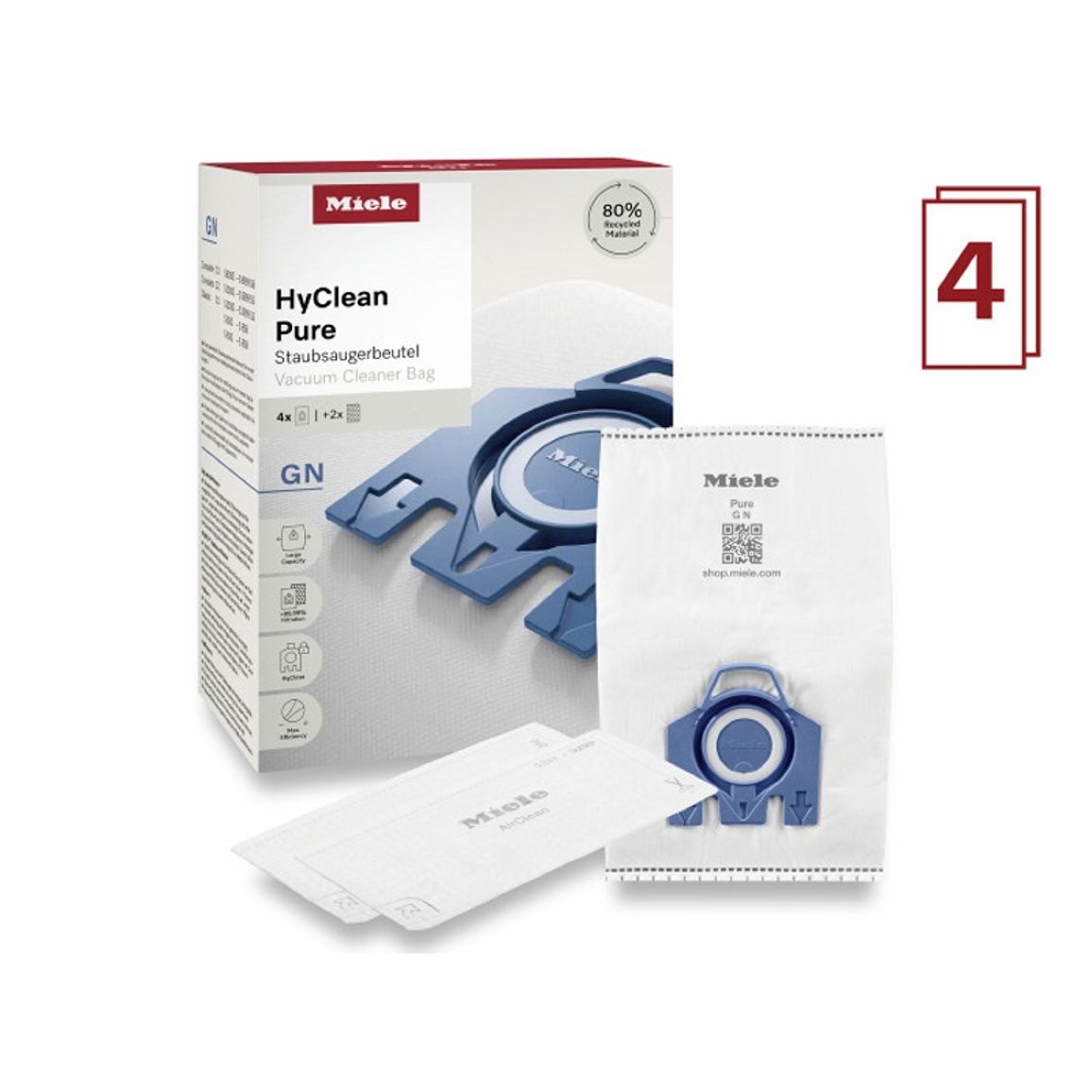 Мешок для пыли (4 шт) GN HyClean Pure Miele Мешок для пыли (4 шт) GN HyClean Pure Miele