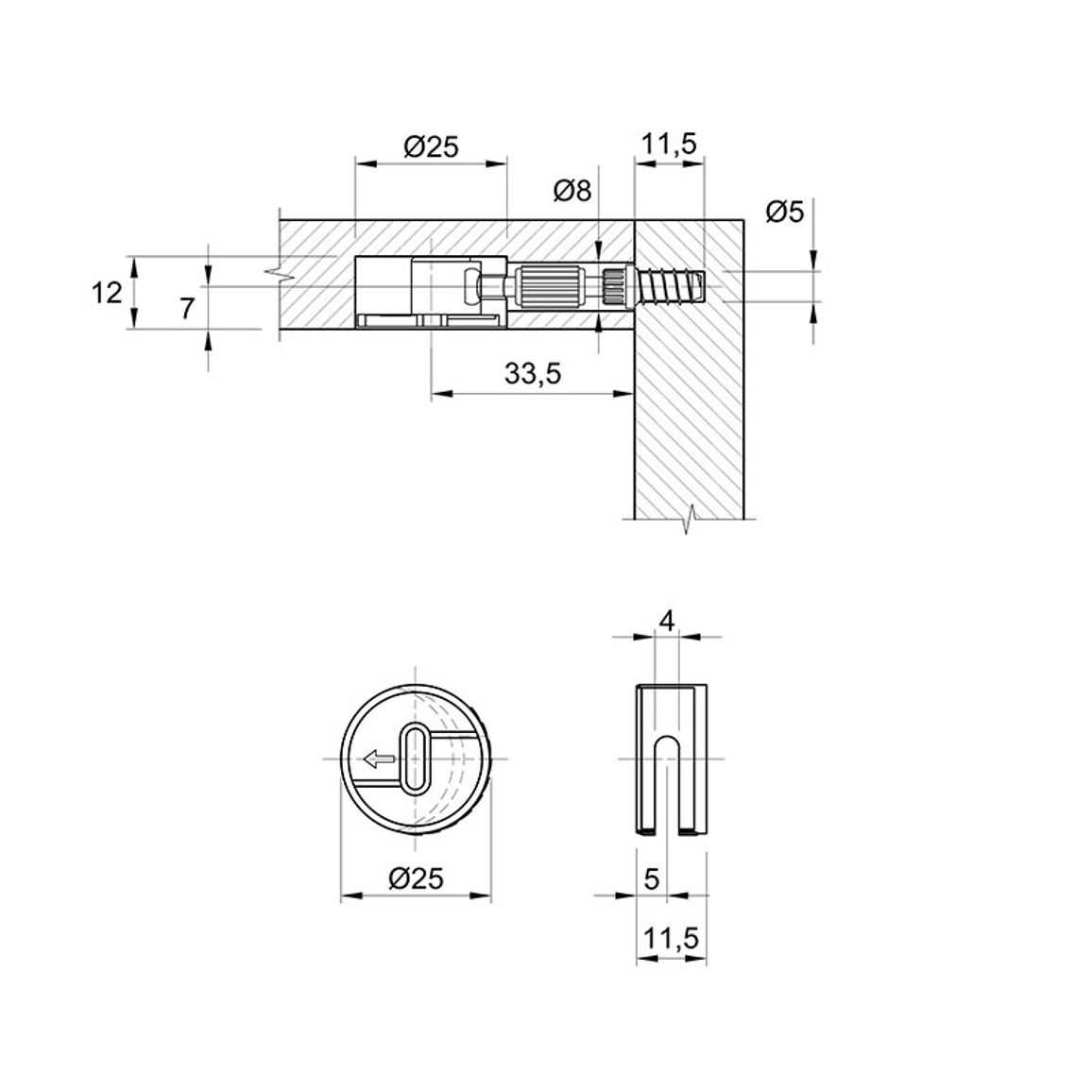 Ексцентриковая стяжка Rastex 25, цинк (1008983) Hettich Ексцентриковая стяжка Rastex 25, цинк (1008983) Hettich