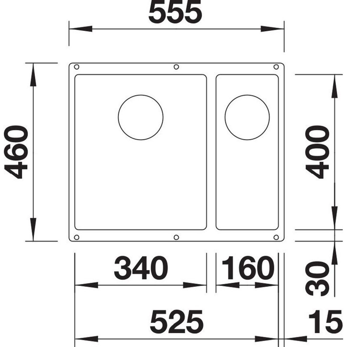 Мийка SUBLINE 340/160-U SILGRANIT (мпс) кава BLANCO (527816)