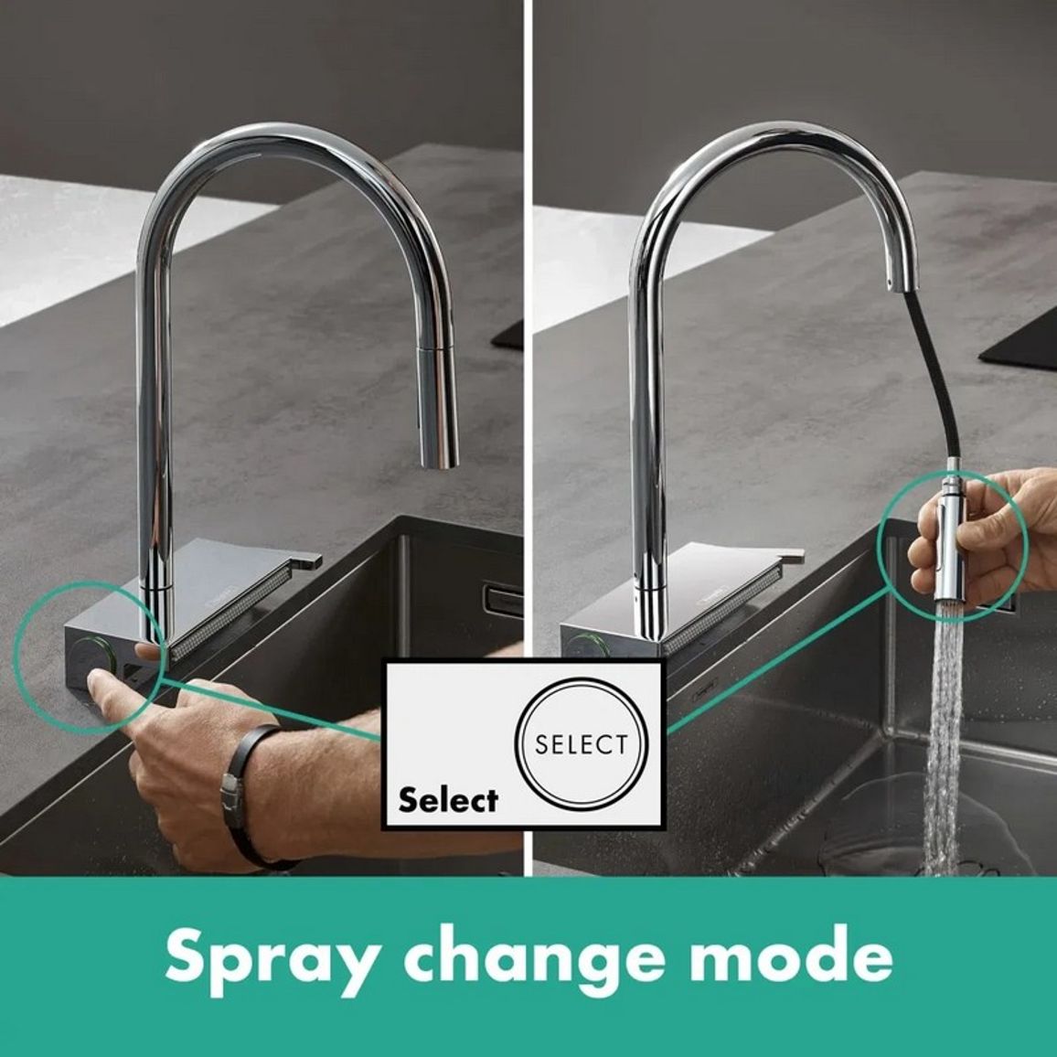 Змішувач для кухні Aquno Select M81 (в/ш, душ) хром Hansgrohe Змішувач для кухні Aquno Select M81 (в/ш, душ) хром Hansgrohe