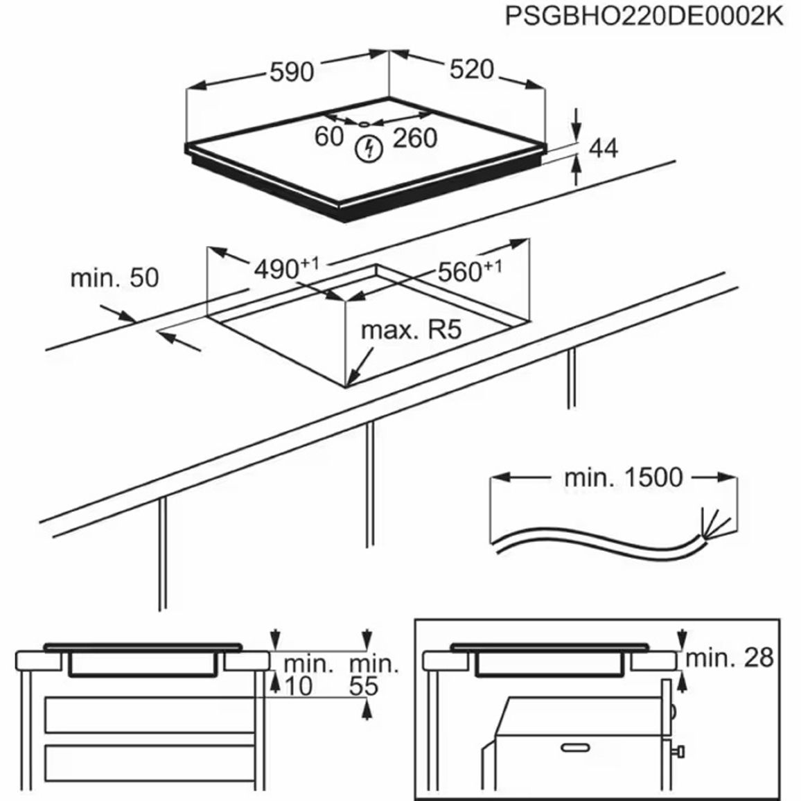 Варочная поверхность индукционная EIV64453 (60см) Hob2Hood черный Electrolux Варочная поверхность индукционная EIV64453 (60см) Hob2Hood черный Electrolux