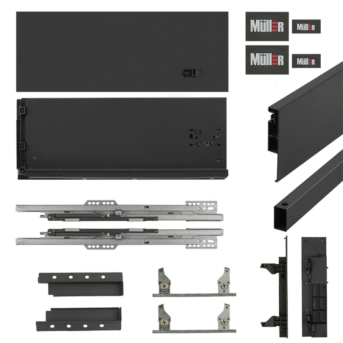 Комплект для внутреннего ящика Muller Box profi line 3D L=400 Н=178 антрацит Комплект для внутреннего ящика Muller Box profi line 3D L=400 Н=178 антрацит
