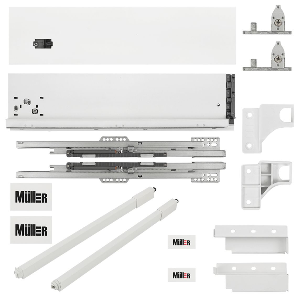 Комплект для ящика Muller Box profi line 3D L=350 Н=127 (+1 рейлинг) белый Комплект для ящика Muller Box profi line 3D L=350 Н=127 (+1 рейлинг) белый