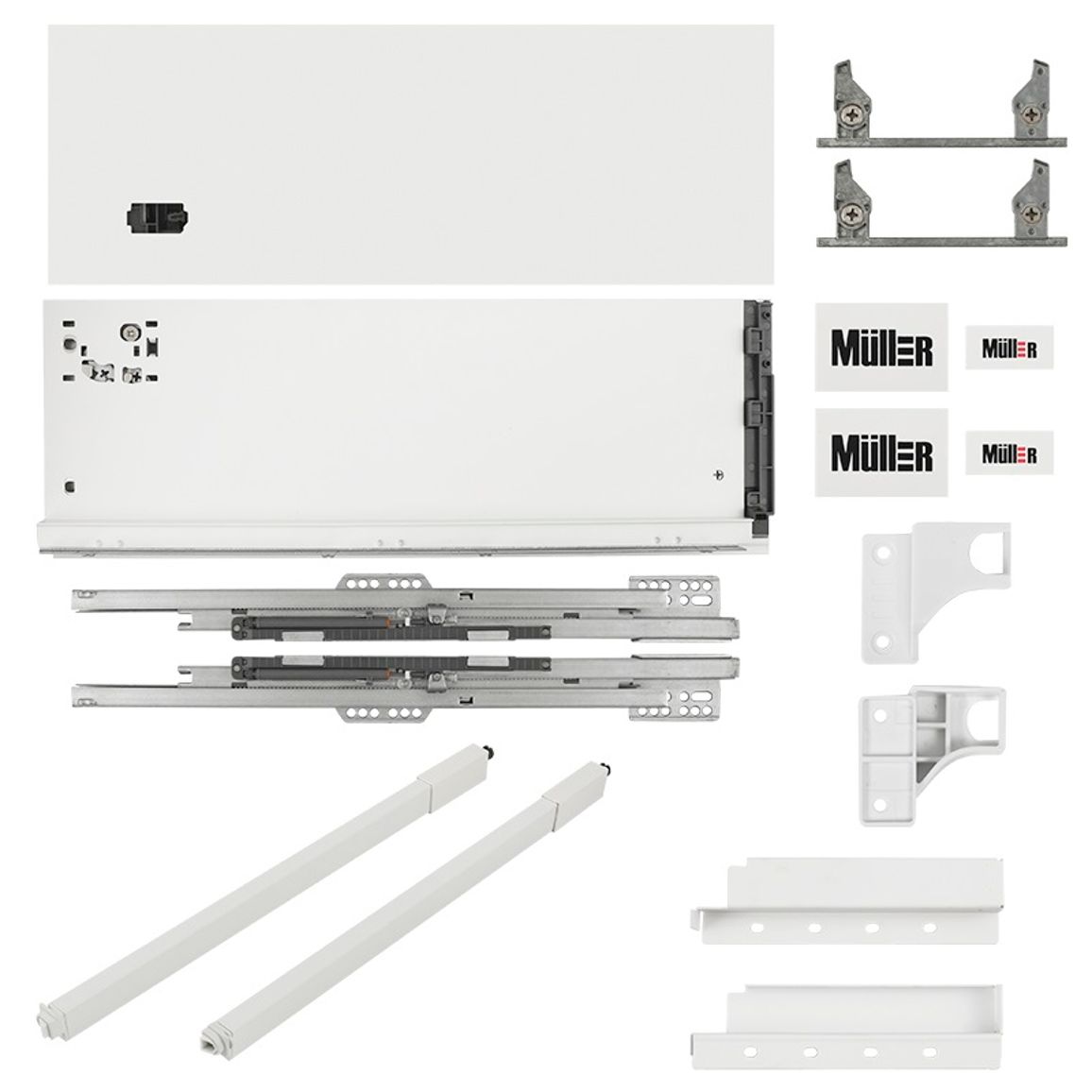 Комплект для ящика Muller Box profi line 3D L=400 Н=178 (+1 рейлинг) белый Комплект для ящика Muller Box profi line 3D L=400 Н=178 (+1 рейлинг) белый