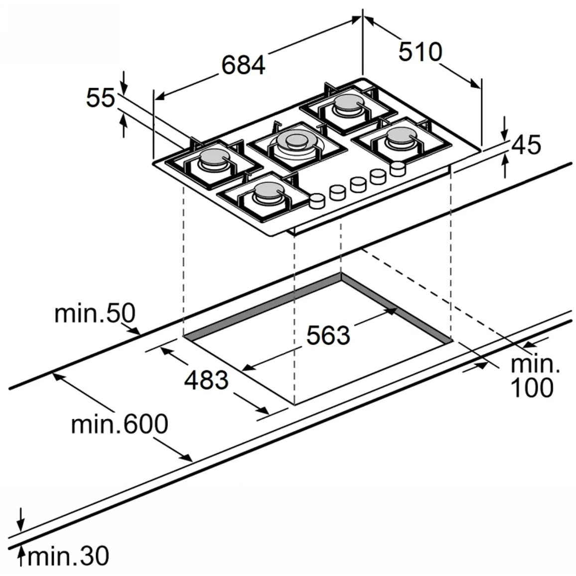 Газовая поверхность титаниум FHG 8255 VGHT Fabiano