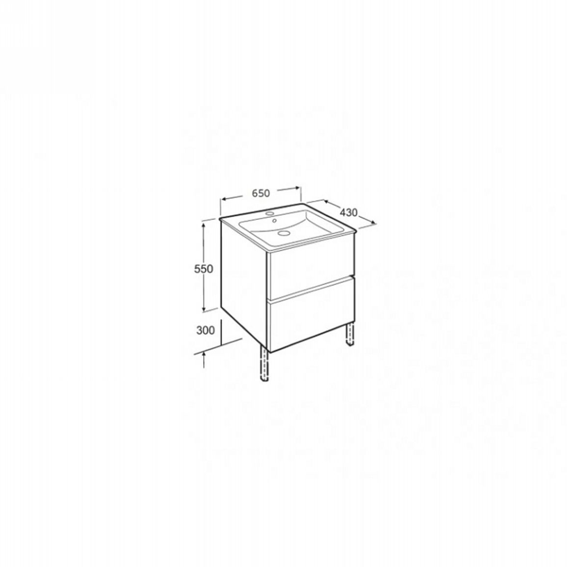 Тумба з умивальником Cube 65 см, білий Roca (A85119B806)