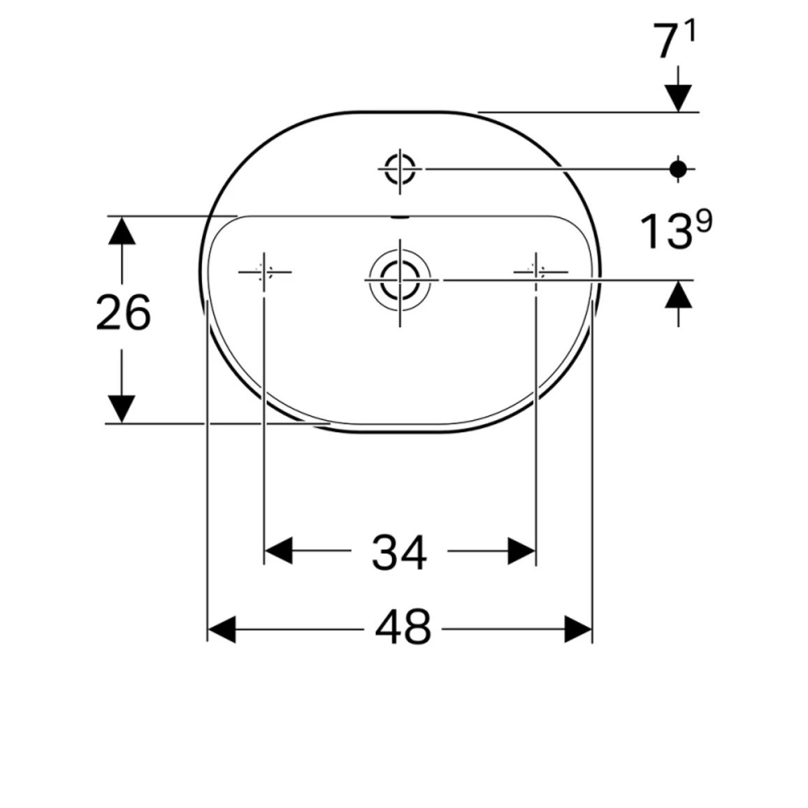 Умивальник на стільницю VariForm 50х40 см, Geberit {500.775.01.2)
