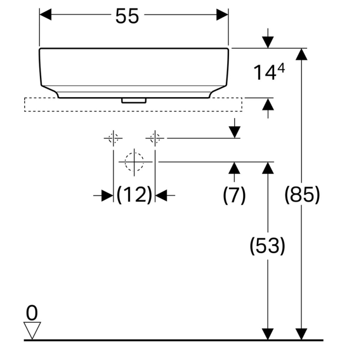 Умывальник на столешницу VariForm 55х40 см, белый Geberit {500.771.01.2) Умывальник на столешницу VariForm 55х40 см, белый Geberit {500.771.01.2)