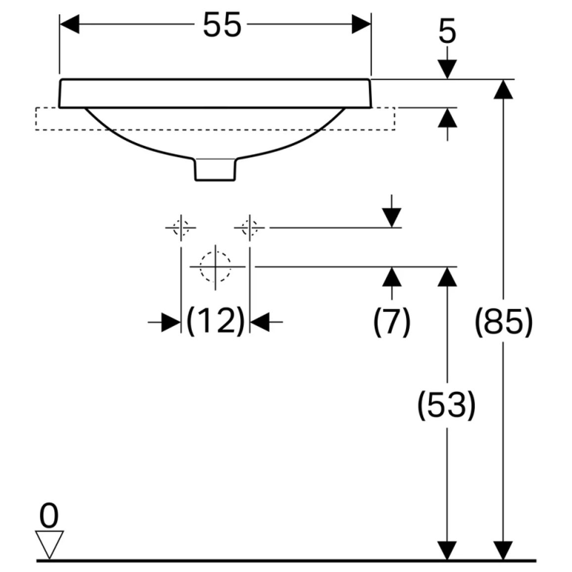 Умивальник накладний VariForm 55х40 см, білий Geberit {500.717.01.2) Умивальник накладний VariForm 55х40 см, білий Geberit {500.717.01.2)