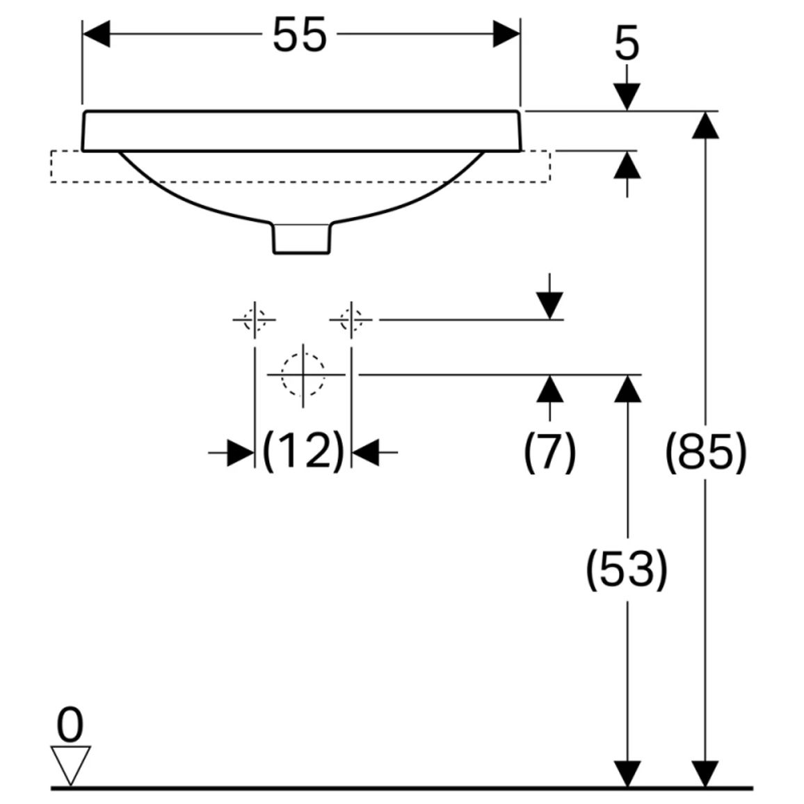 Умивальник накладний VariForm 55х40 см, білий Geberit {500.737.01.2) Умивальник накладний VariForm 55х40 см, білий Geberit {500.737.01.2)