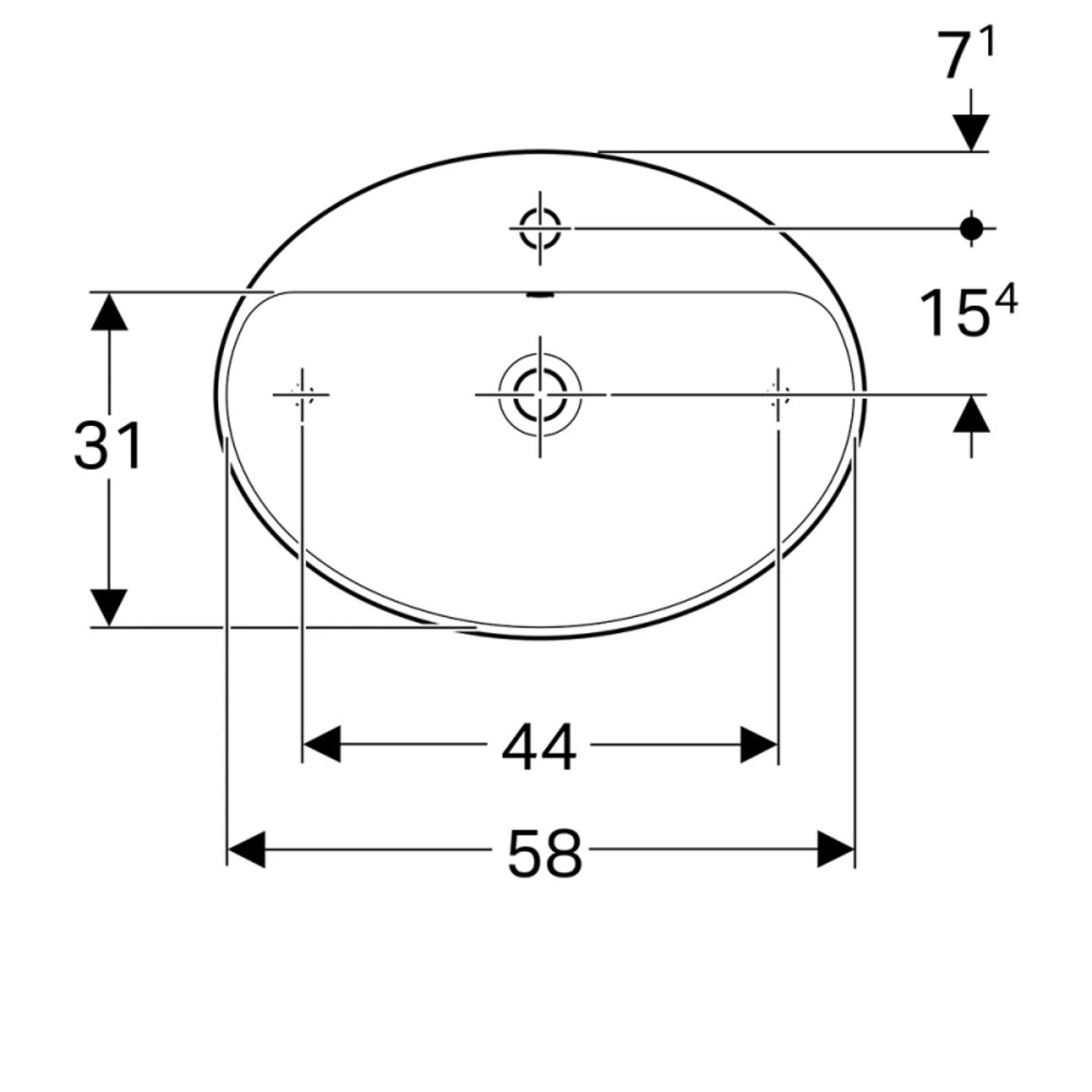 Умывальник на столешницу VariForm 60х45 см, белый Geberit {500.772.01.2)