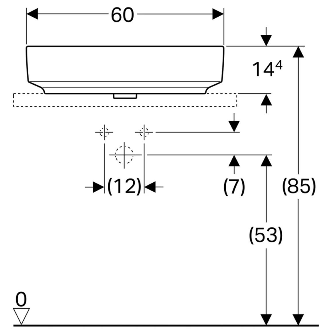 Умывальник на столешницу VariForm 60х45 см, белый Geberit {500.772.01.2)