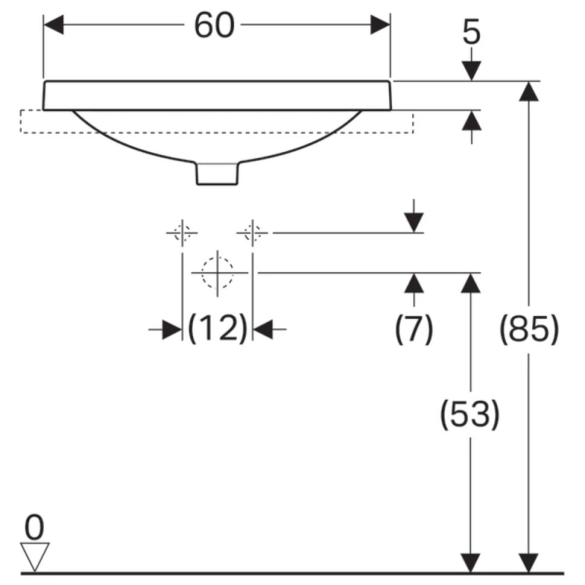Умивальник накладний VariForm 60х40 см, білий Geberit {500.729.01.2) Умивальник накладний VariForm 60х40 см, білий Geberit {500.729.01.2)