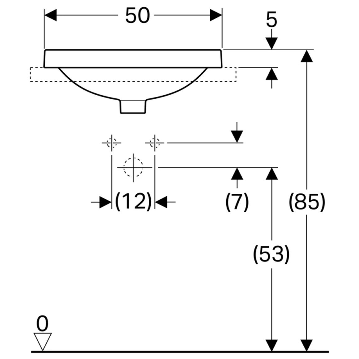Умивальник накладний VariForm 50х45 см, білий Geberit {500.713.01.2) Умивальник накладний VariForm 50х45 см, білий Geberit {500.713.01.2)