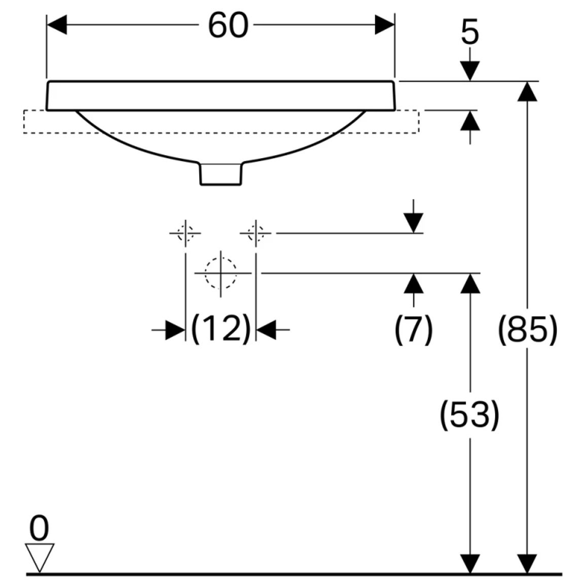 Умивальник накладний VariForm 60х48 см, білий Geberit {500.725.01.2) Умивальник накладний VariForm 60х48 см, білий Geberit {500.725.01.2)