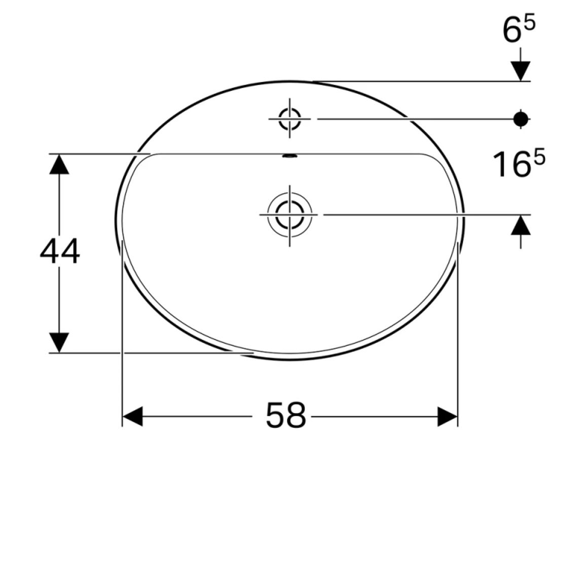 Умивальник накладний VariForm 60х48 см, білий Geberit {500.725.01.2) Умивальник накладний VariForm 60х48 см, білий Geberit {500.725.01.2)
