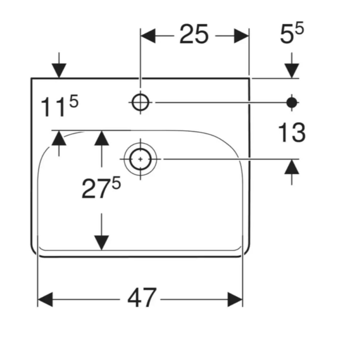 Умывальник подвесной Smyle Square 50х41 см, белый Geberit {500.256.01.1)