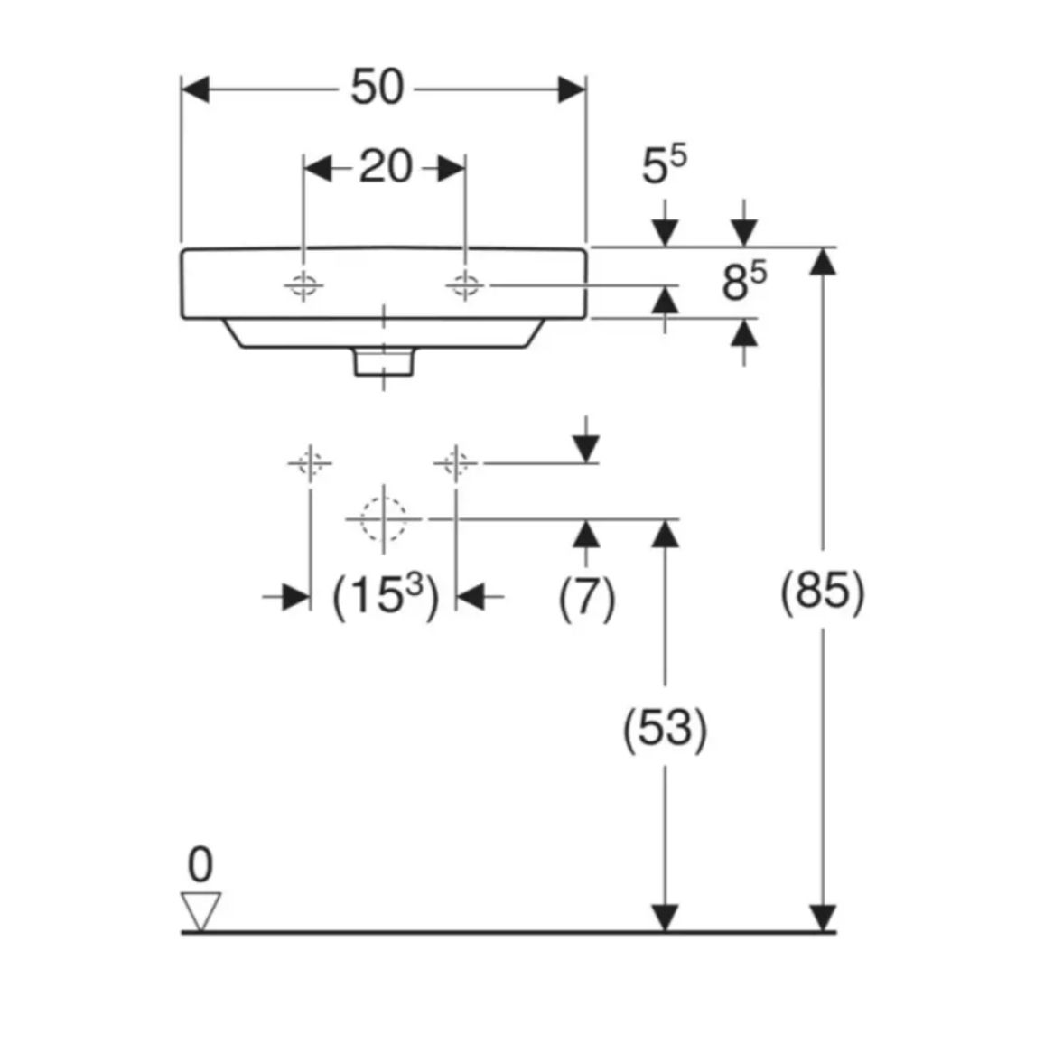 Умывальник подвесной Smyle Square 50х41 см, белый Geberit {500.256.01.1)