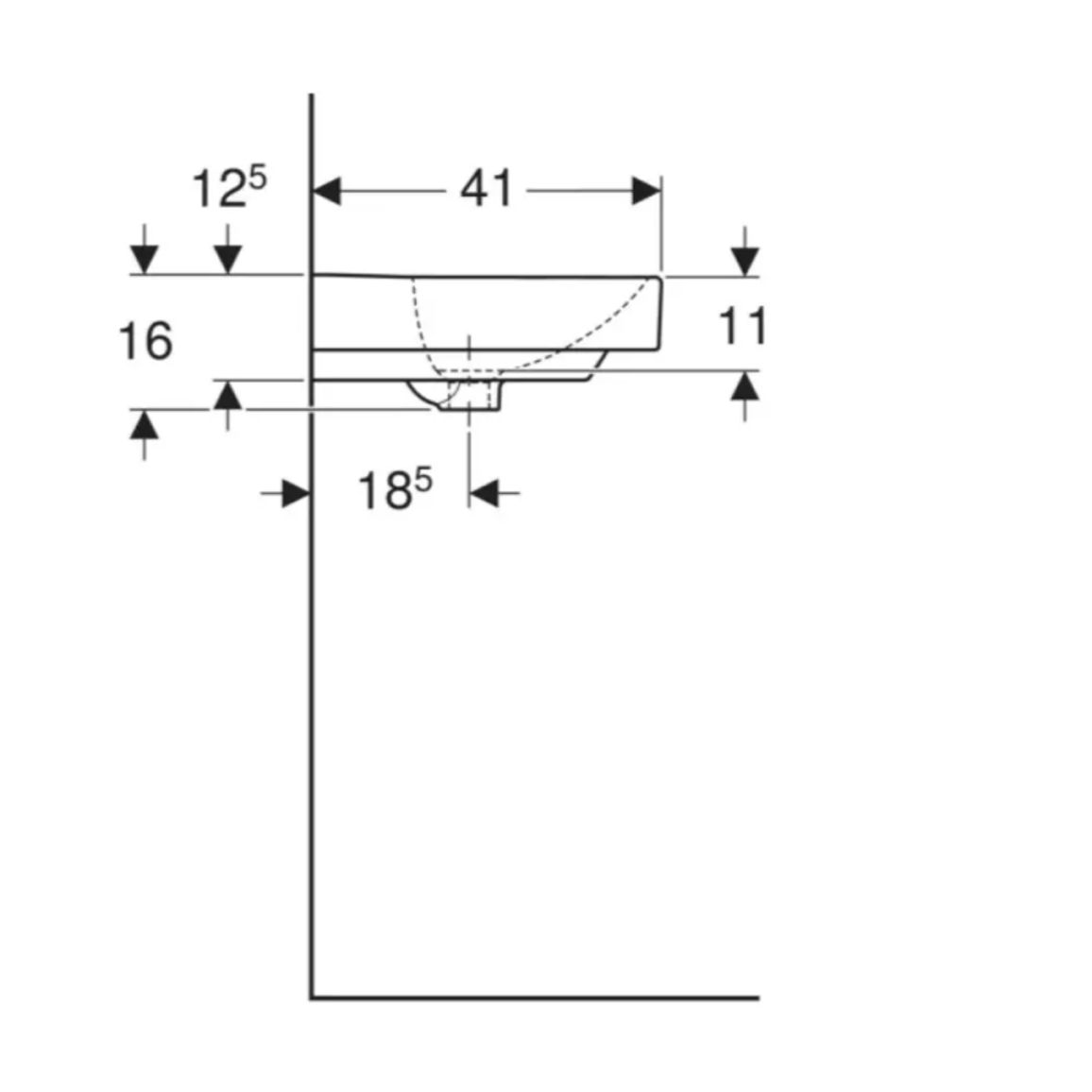 Умывальник подвесной Smyle Square 50х41 см, белый Geberit {500.256.01.1)
