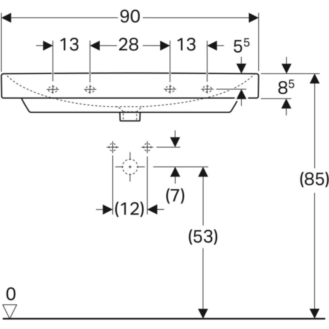 Умывальник подвесной Smyle Square 90х48 см, белый Geberit {500.252.01.1) Умывальник подвесной Smyle Square 90х48 см, белый Geberit {500.252.01.1)