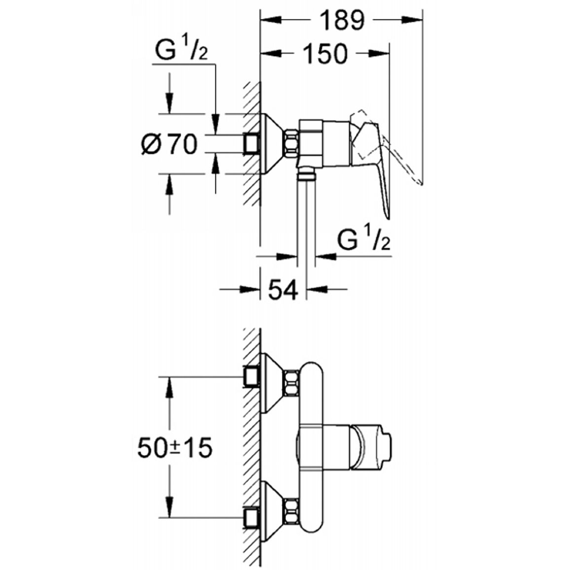 Смеситель для душа BauLoop, хром Grohe (23340000) Смеситель для душа BauLoop, хром Grohe (23340000)