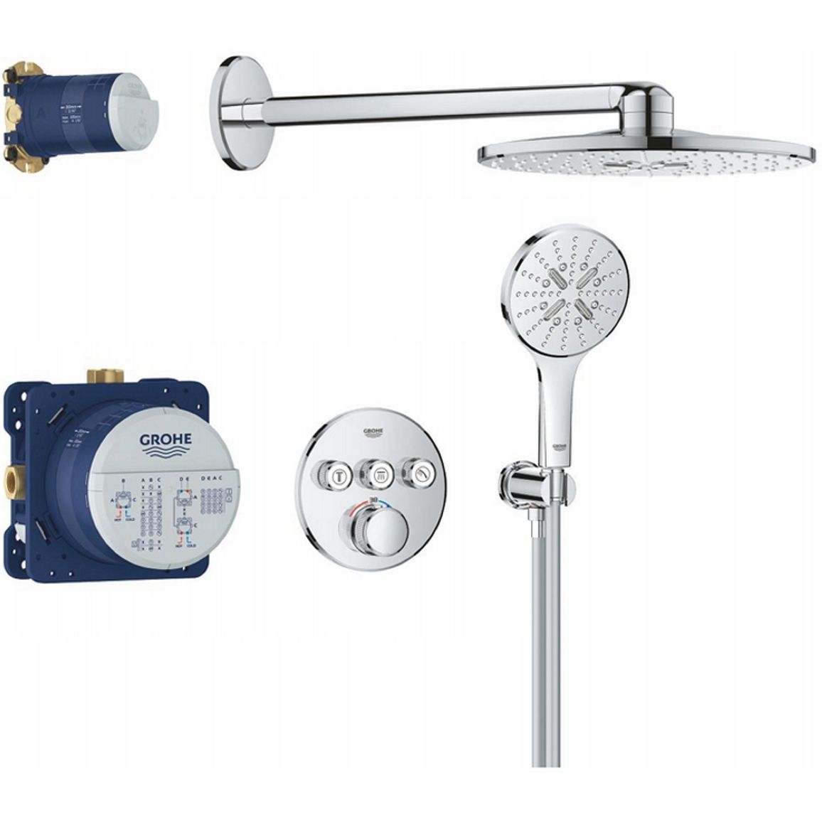 Душевая система Grohtherm SmartControl на 3 выхода с термостатом, хром Grohe (34863000) Душевая система Grohtherm SmartControl на 3 выхода с термостатом, хром Grohe (34863000)
