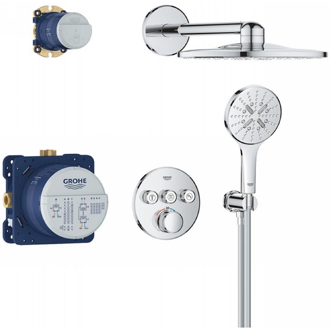 Душевая система Grohtherm SmartControl на 3 выхода с термостатом, хром Grohe (34863000) Душевая система Grohtherm SmartControl на 3 выхода с термостатом, хром Grohe (34863000)