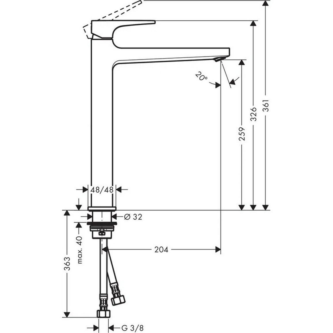 Смеситель для умывальника Metropol 260 Matt White Hansgrohe (32512700)