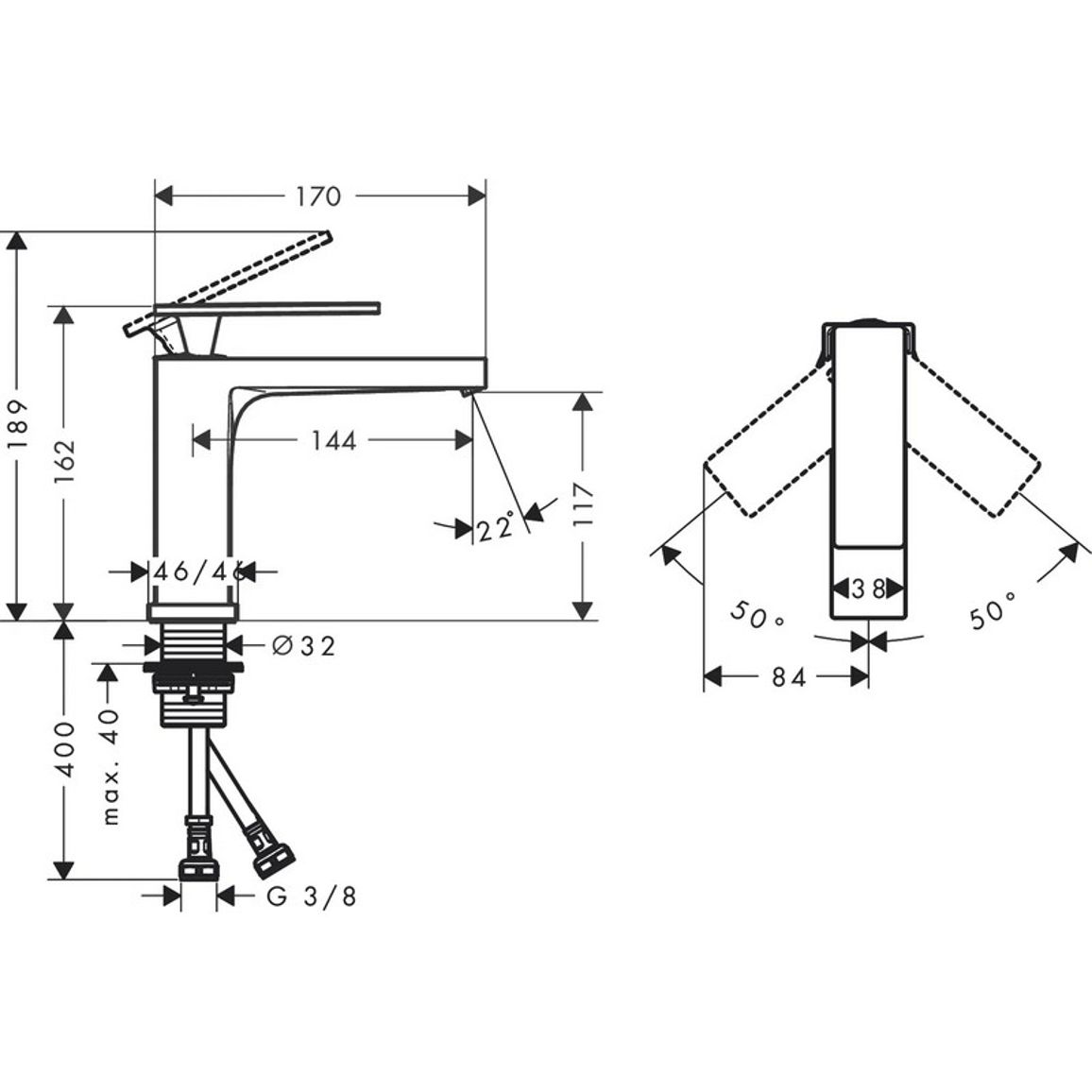 Смеситель Tecturis E 110 для умывальника без донного клапана Matt White Hansgrohe (73011700)