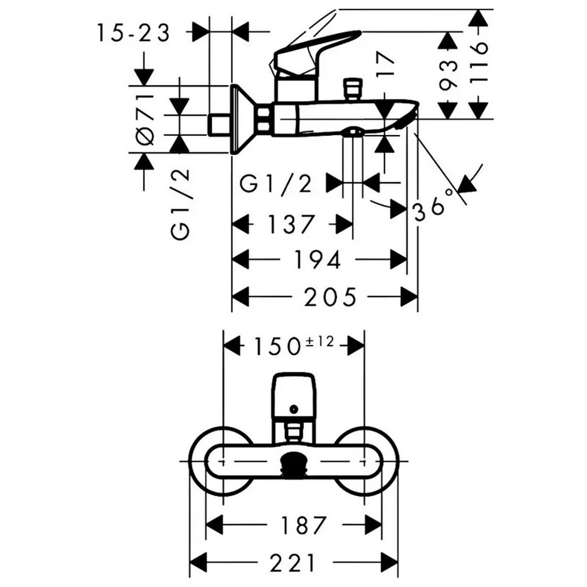 Смеситель Logis для ванны, Matt Black Hansgrohe (71400670) Смеситель Logis для ванны, Matt Black Hansgrohe (71400670)