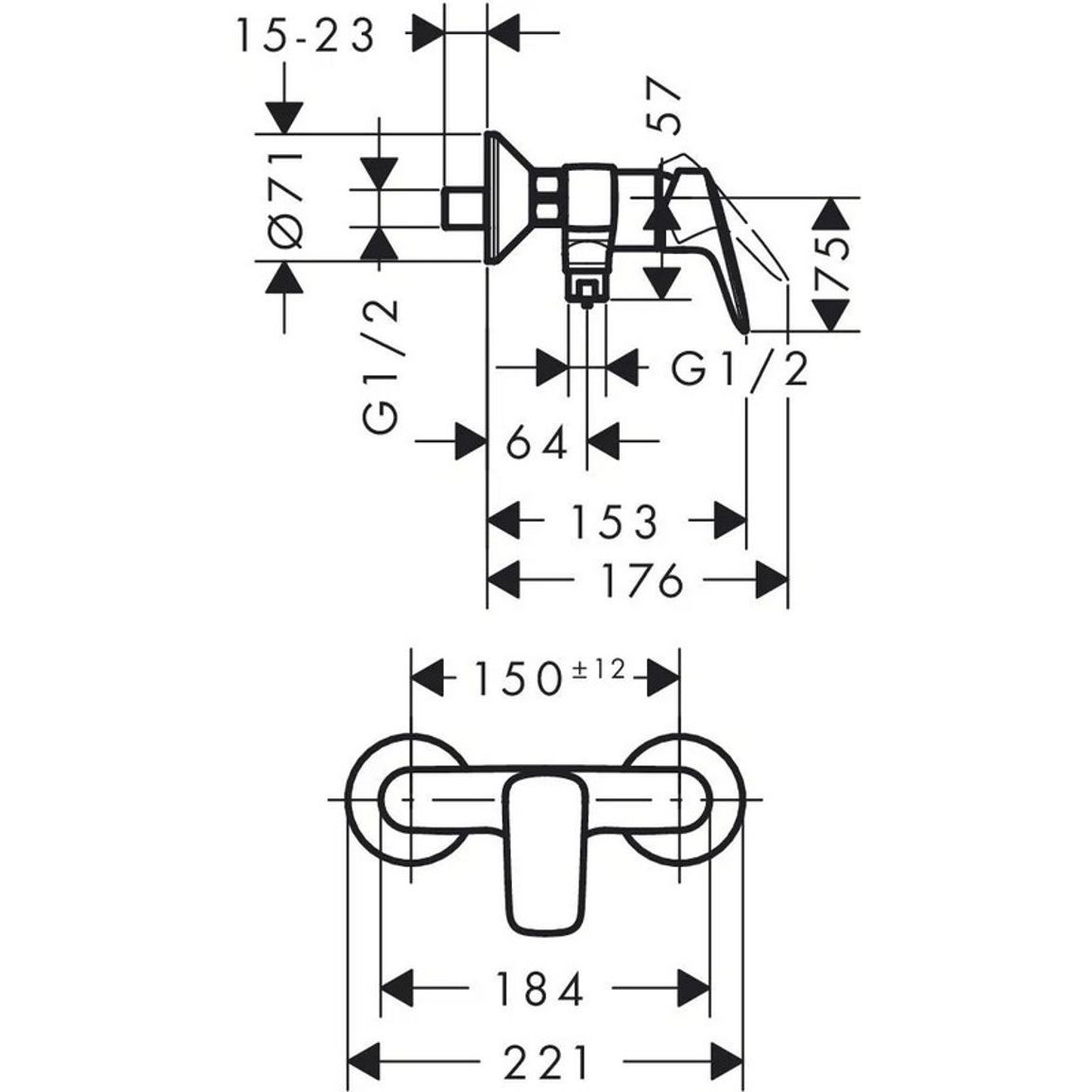 Змішувач Logis для душу, Matt Black Hansgrohe (71600670) Змішувач Logis для душу, Matt Black Hansgrohe (71600670)