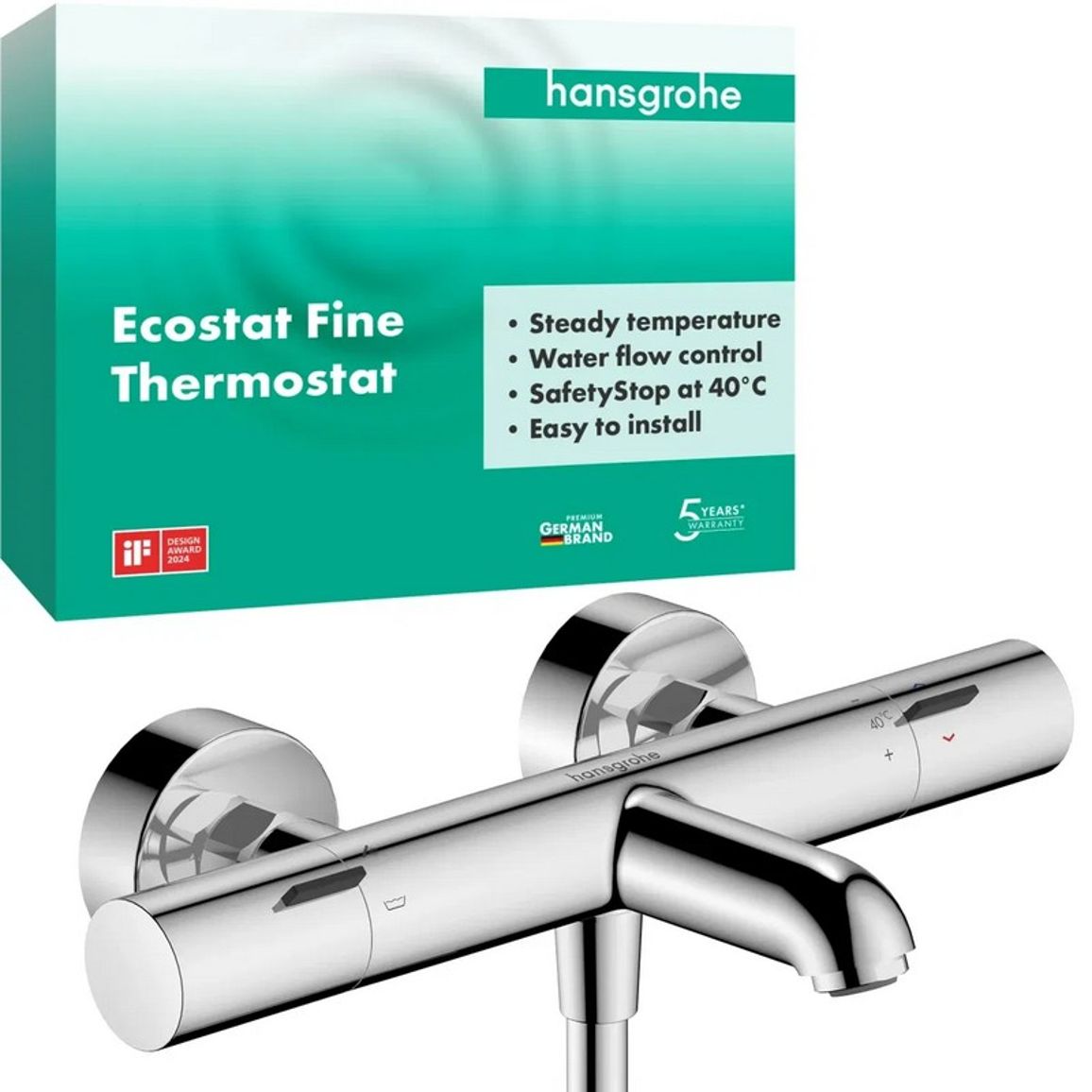 Смеситель с термостатом для ванны Ecostat Fine Chrome Hansgrohe (13325000) Смеситель с термостатом для ванны Ecostat Fine Chrome Hansgrohe (13325000)