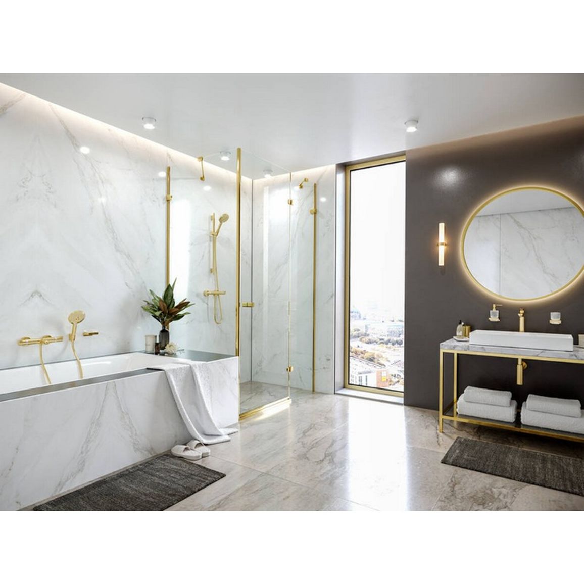 Смеситель с термостатом для душа Ecostat, Brushed Bronze Hansgrohe (13116140) Смеситель с термостатом для душа Ecostat, Brushed Bronze Hansgrohe (13116140)