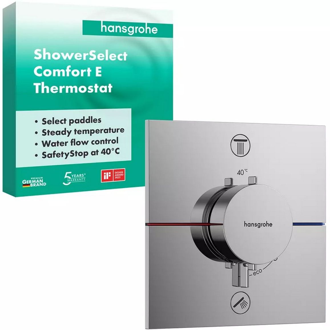 Термостат скрытого монтажа ShowerSelect Comfort E на 2 функции Chrome Hansgrohe (15572000)