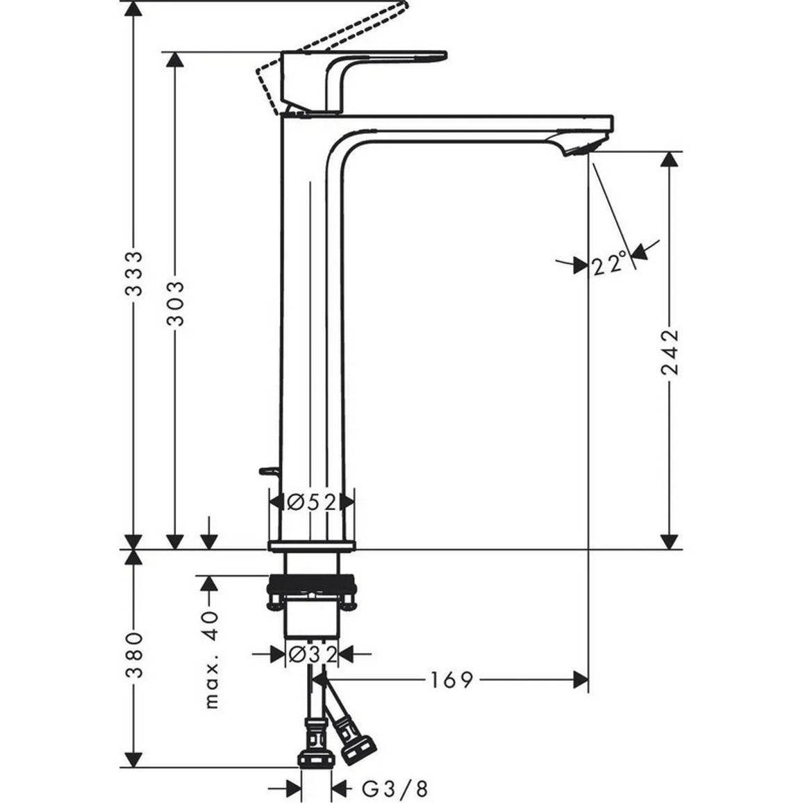 Смеситель для умывальника Rebris E 240 CoolStart с д/у pop-up, Chrome Hansgrohe (72581000) Смеситель для умывальника Rebris E 240 CoolStart с д/у pop-up, Chrome Hansgrohe (72581000)