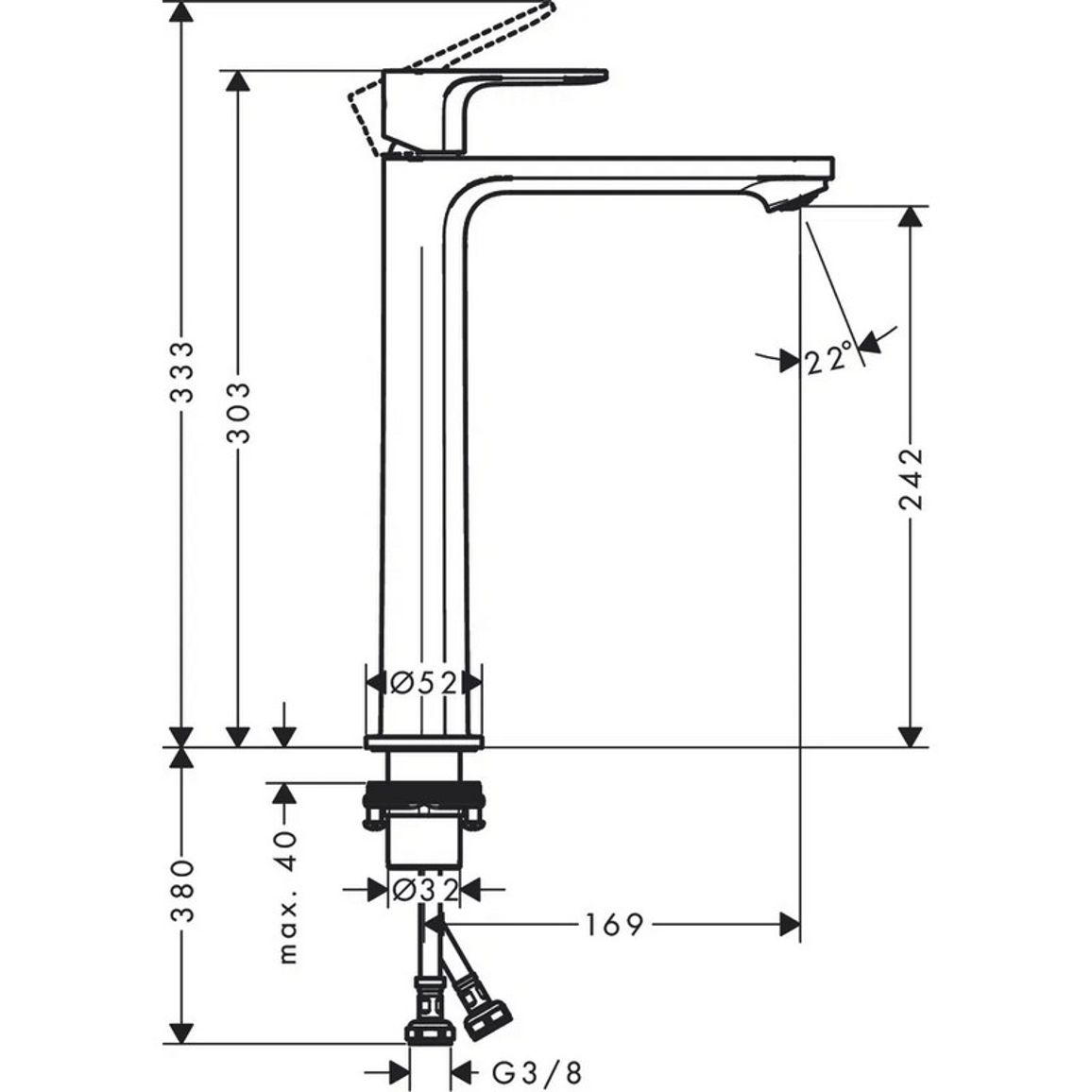 Смеситель для умывальника Rebris S 240 CoolStart без д/у, Chrome Hansgrohe (72582000) Смеситель для умывальника Rebris S 240 CoolStart без д/у, Chrome Hansgrohe (72582000)