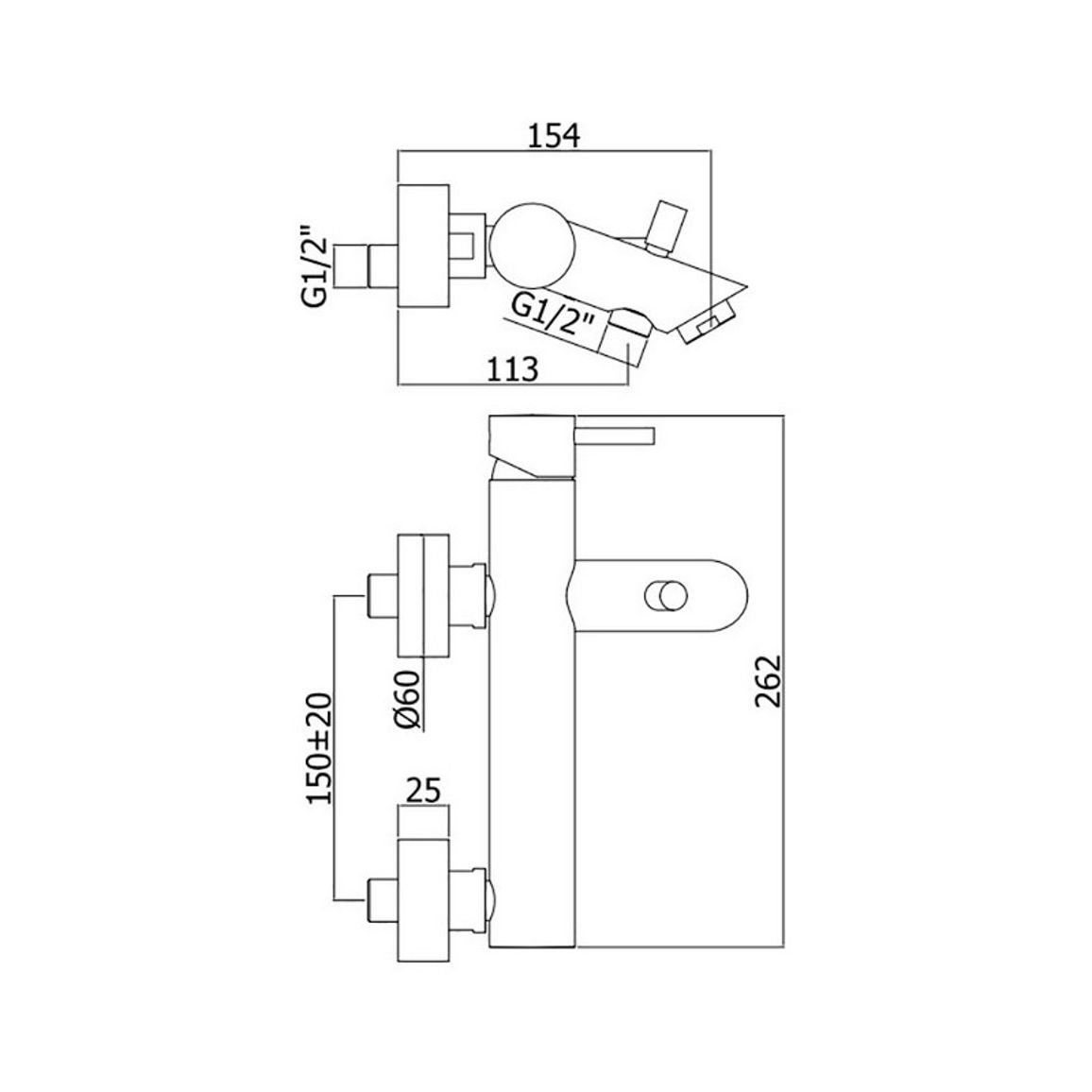 Смеситель для ванны Light, черный (LIG023NO) Paffoni