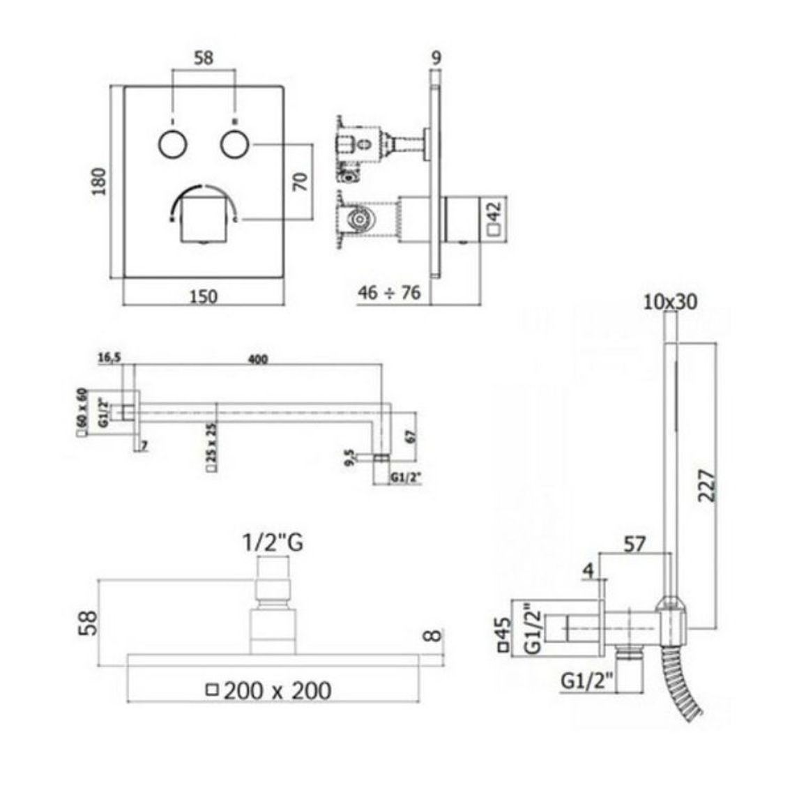 Душовий набір Compact-M Quadro, чорний (Kit Compact-M Quadro Nero) Paffoni Душовий набір Compact-M Quadro, чорний (Kit Compact-M Quadro Nero) Paffoni