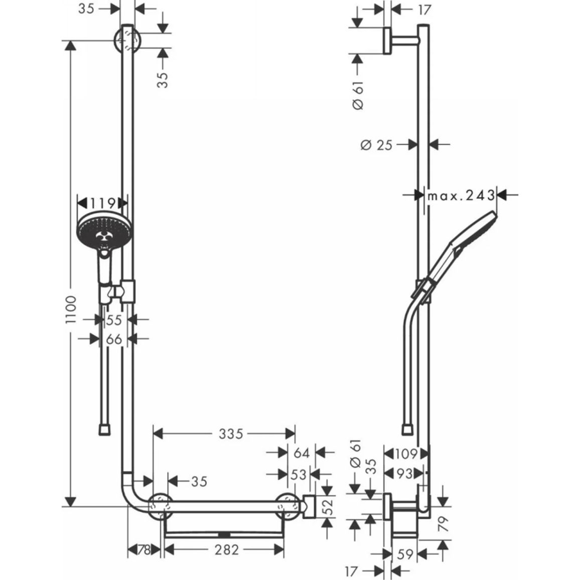 Душовий набір Hansgrohe Raindance Select S 120/110 см 3Jet Left White/Chrome Hansgrohe (26325400) Душовий набір Hansgrohe Raindance Select S 120/110 см 3Jet Left White/Chrome Hansgrohe (26325400)