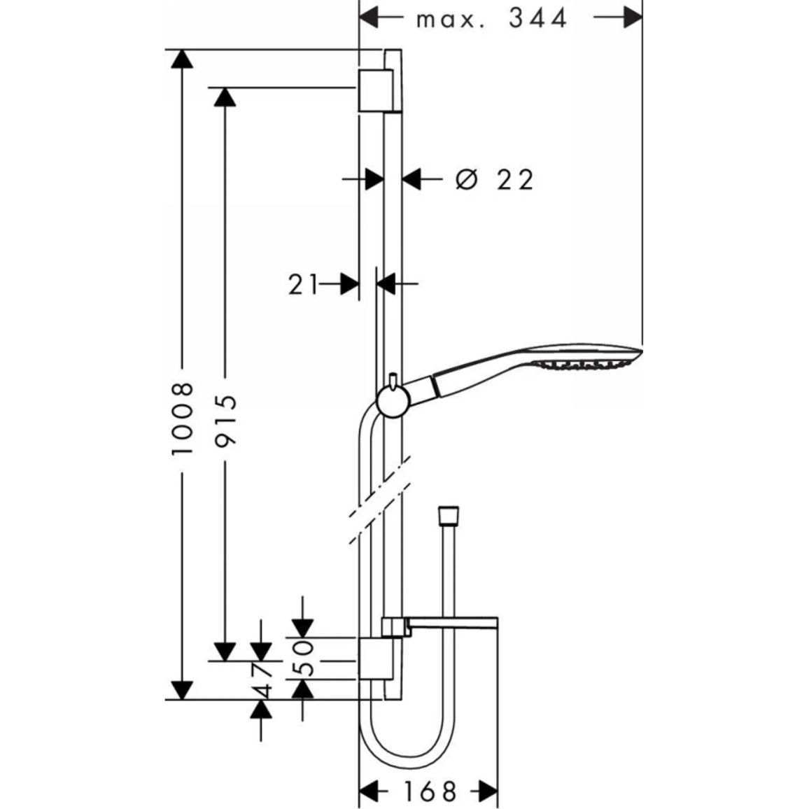 Душовий набір Hansgrohe Raindance Select E 150 3jet 90 см  White/Chrome Hansgrohe (27857400)